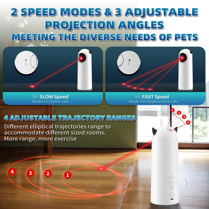 Automatisch Laser Kat Speelgoed, Auto-rotating Infrarood Licht, Meerdere Niveaus Instelling, Snel en Traag Modus, Batterij Niet Inbegrepen