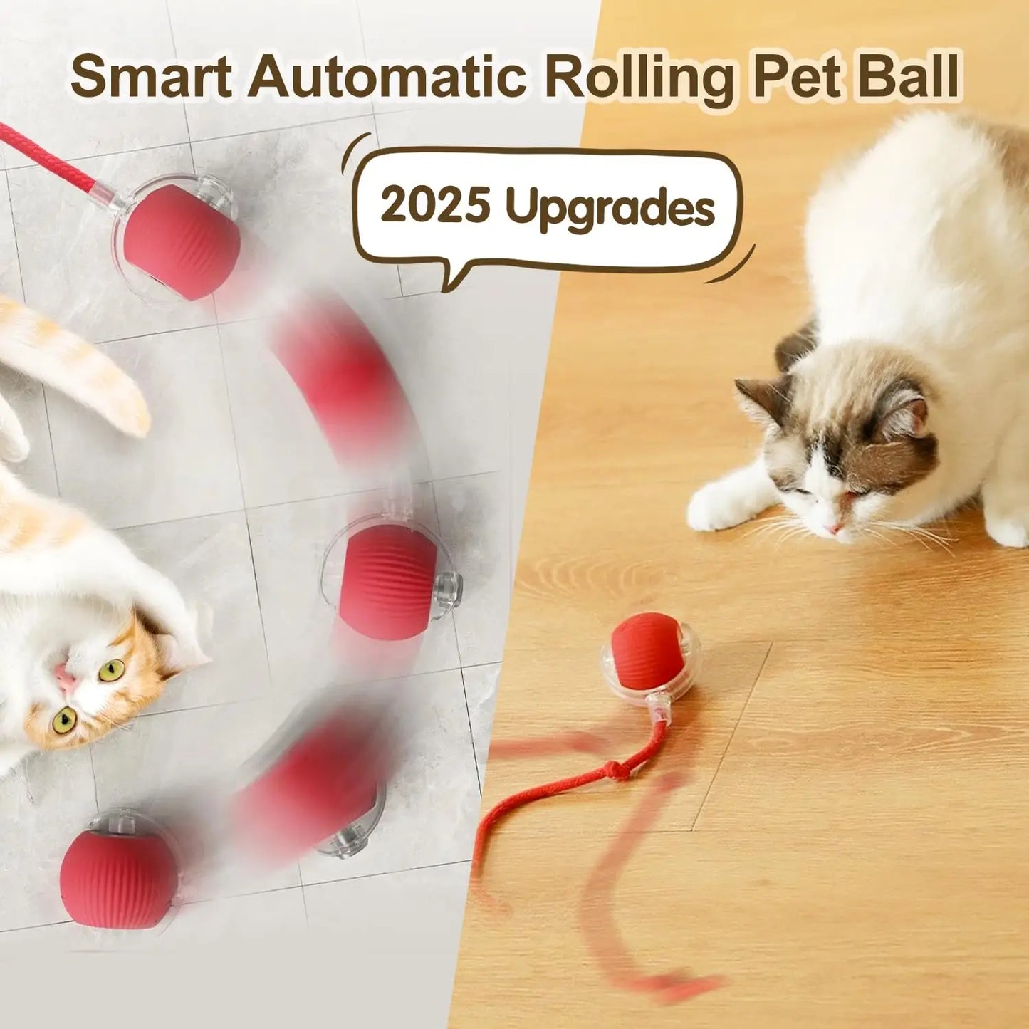 Interactief Kat Speelgoed Bal, Automatische Rollende Bal met Staart, Oplaadbaar Slim Huisdier Interactief Speelgoed, Intelligente Muis voor Kat
