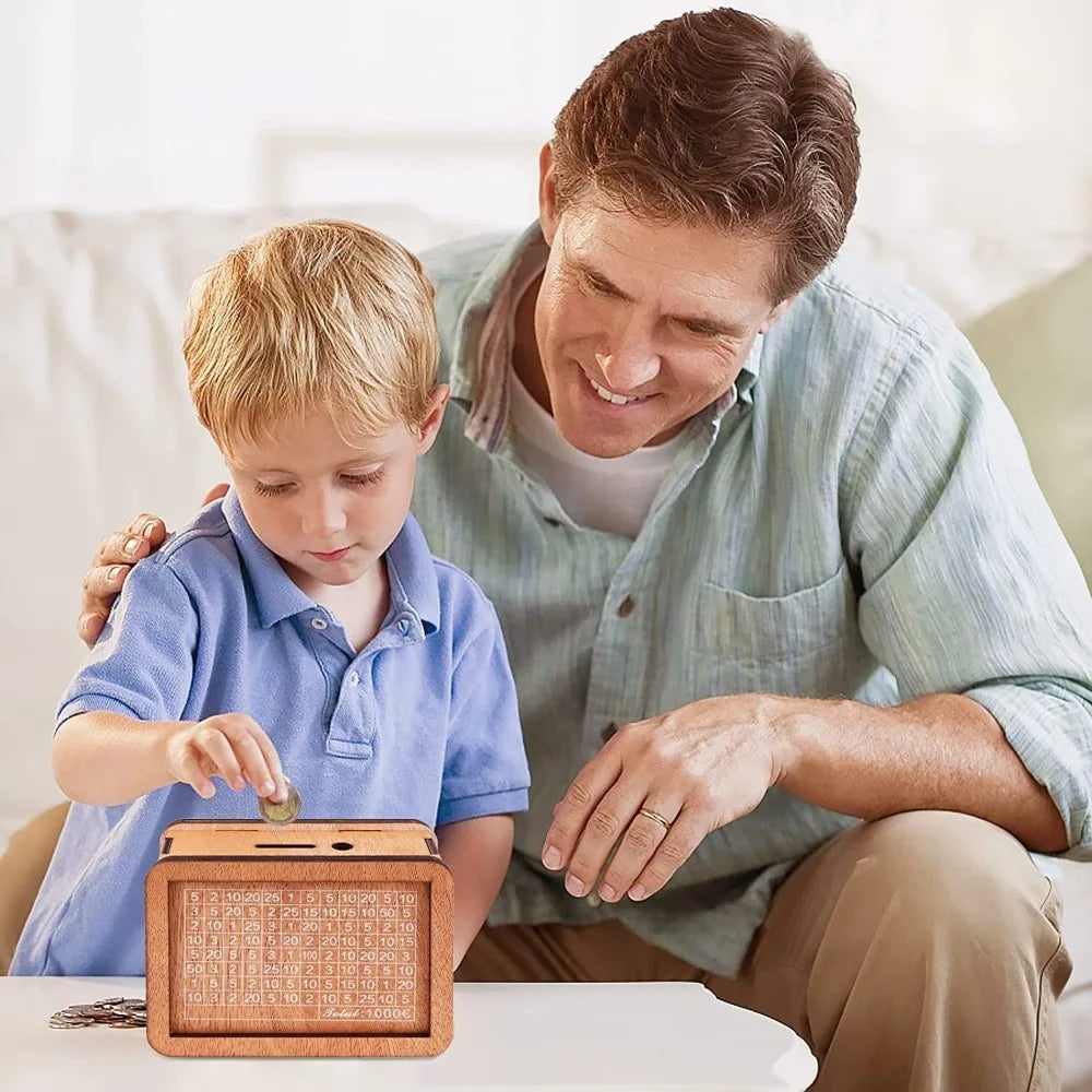 Houten Spaarbox Spaarbank met Spaar Doelen Teller Herbruikbare Handgemaakte Spaarvarken Muntbakje Opslagdoos