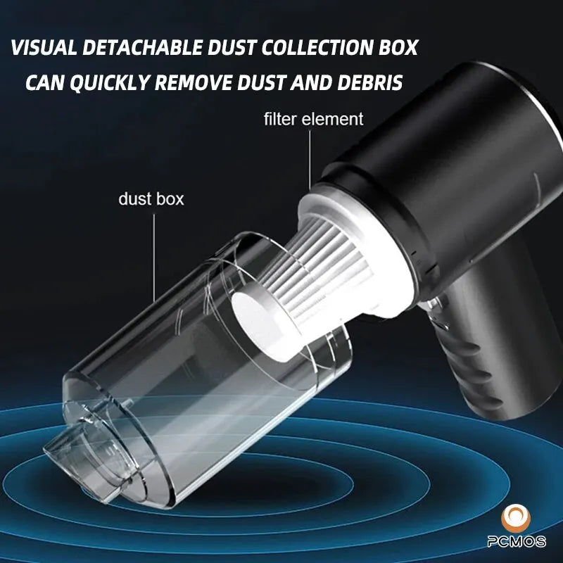 PCMOS 1PC Wireless Vacuum Cleaner Dual Use for Home and Car High Power Powerful Vacuum Cleaner Black