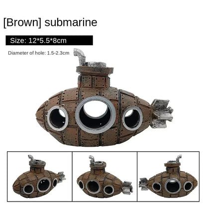 Resin Submarine Ornaments Hollow Fish Shrimp Shelter Cave Aquarium Fish Tank Landscaping Decoration