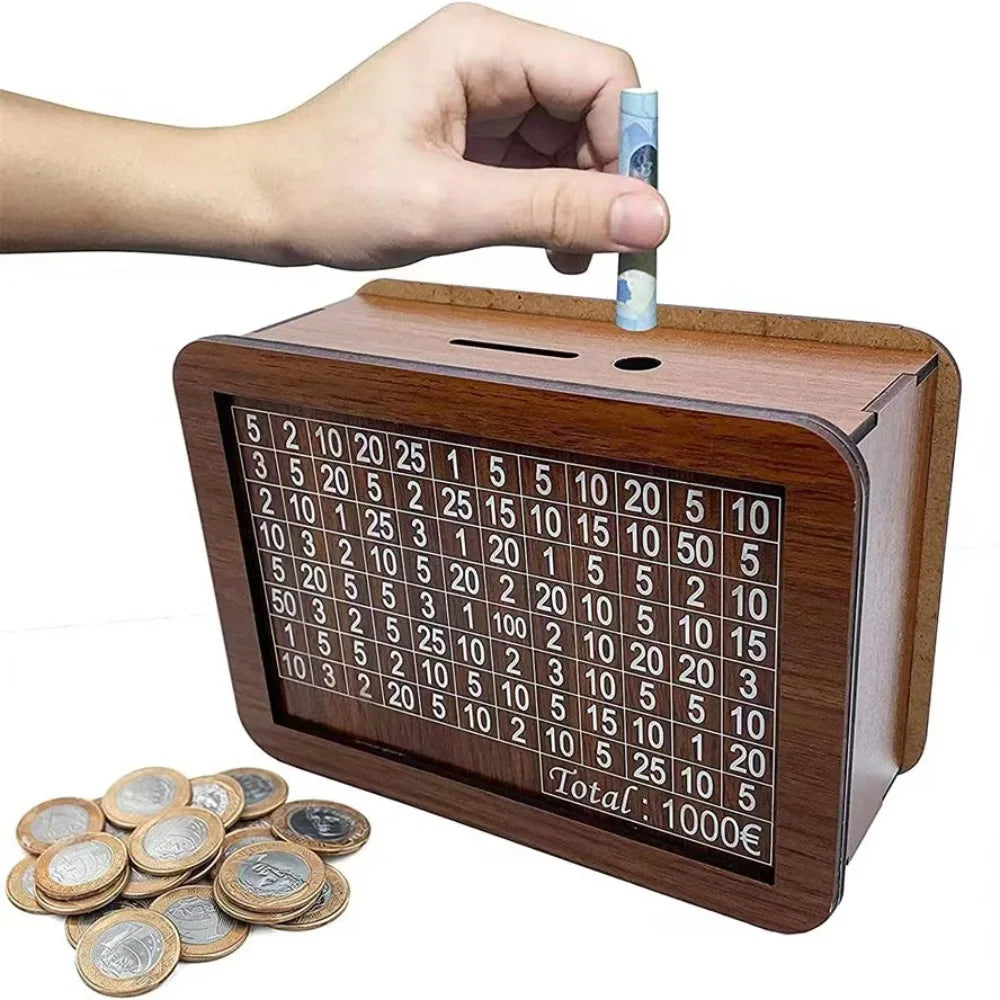 Houten Spaarbox Spaarbank met Spaar Doelen Teller Herbruikbare Handgemaakte Spaarvarken Muntbakje Opslagdoos