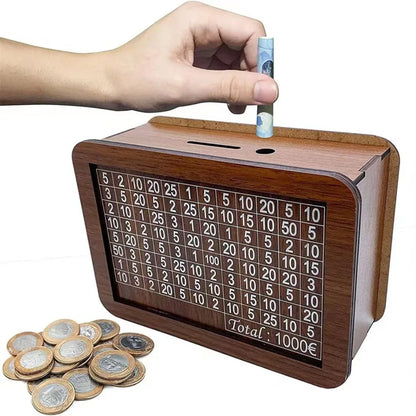 Houten Spaarbox Spaarbank met Spaar Doelen Teller Herbruikbare Handgemaakte Spaarvarken Muntbakje Opslagdoos