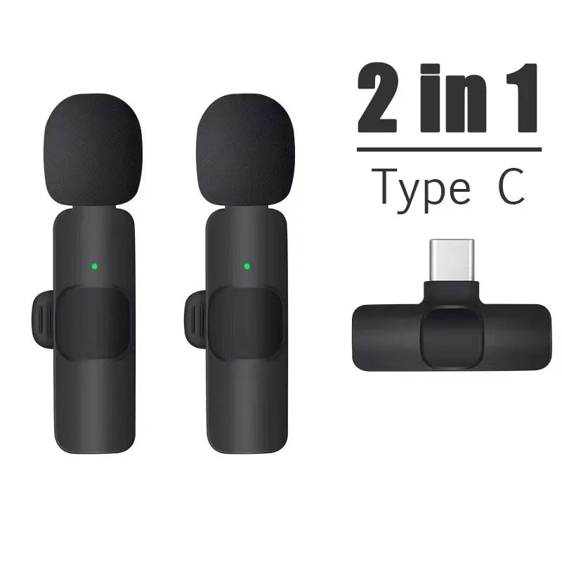 Wireless Lavalier Microphone Audio Video Recording Mini Microphone for iPhone Android Phone Live Broadcast Gaming Mic Portable