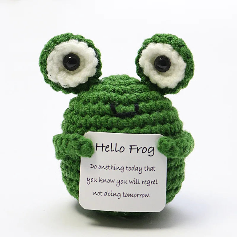 Cute Handwoven Positive Energy Duck Ornaments Handmade Crochet Support Emotional Pickles Cucumber Home Room Decor Christmas Gift