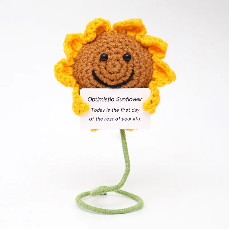 Cute Handwoven Positive Energy Duck Ornaments Handmade Crochet Support Emotional Pickles Cucumber Home Room Decor Christmas Gift