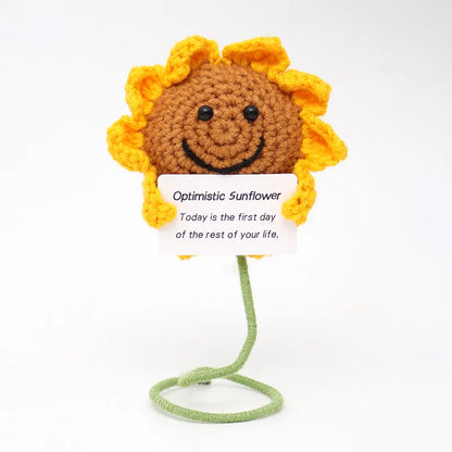 Cute Handwoven Positive Energy Duck Ornaments Handmade Crochet Support Emotional Pickles Cucumber Home Room Decor Christmas Gift
