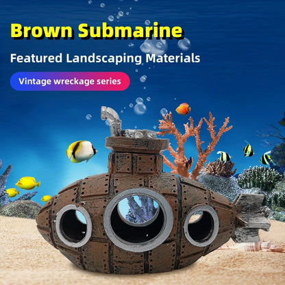 Resin Submarine Ornaments Hollow Fish Shrimp Shelter Cave Aquarium Fish Tank Landscaping Decoration