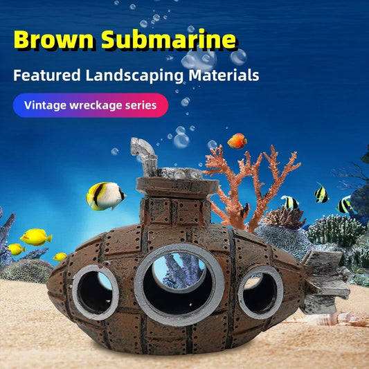 Resin Submarine Ornaments Hollow Fish Shrimp Shelter Cave Aquarium Fish Tank Landscaping Decoration