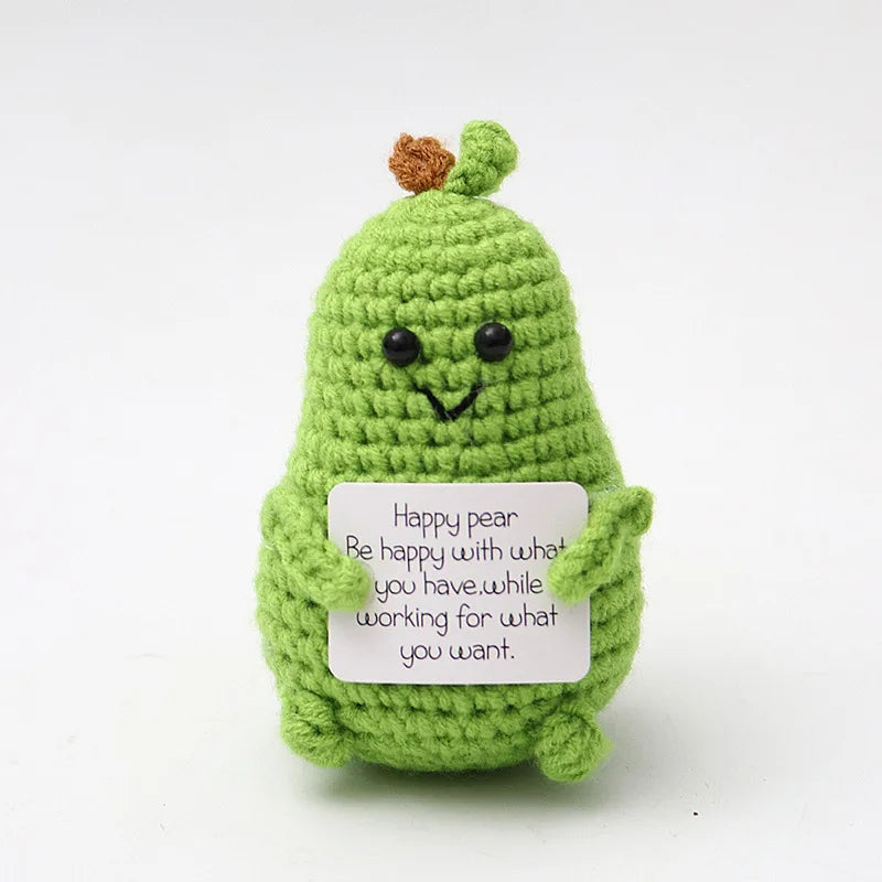 Cute Handwoven Positive Energy Duck Ornaments Handmade Crochet Support Emotional Pickles Cucumber Home Room Decor Christmas Gift