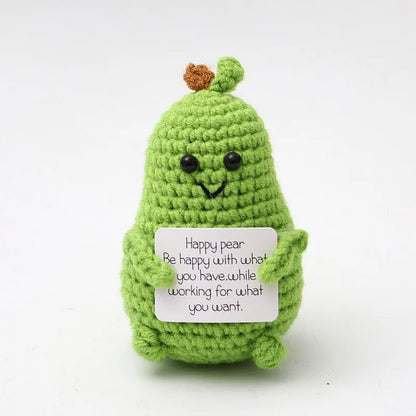 Cute Handwoven Positive Energy Duck Ornaments Handmade Crochet Support Emotional Pickles Cucumber Home Room Decor Christmas Gift