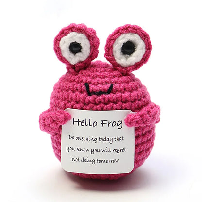 Cute Handwoven Positive Energy Duck Ornaments Handmade Crochet Support Emotional Pickles Cucumber Home Room Decor Christmas Gift