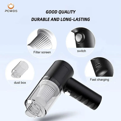 PCMOS 1PC Wireless Vacuum Cleaner Dual Use for Home and Car High Power Powerful Vacuum Cleaner Black