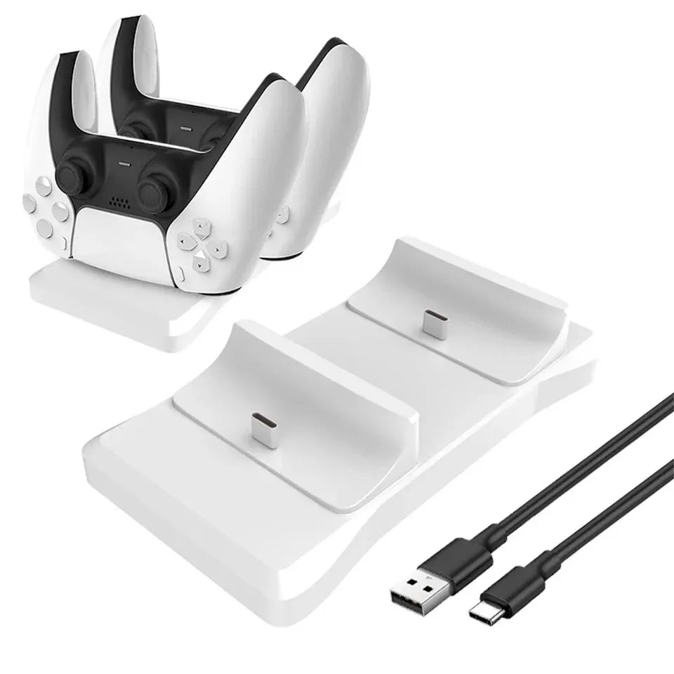 Dual Controller Charging Stand for Playstation 5 Controller Charger Station PS5 with Fast Charging AC Adapter 5V 2A
