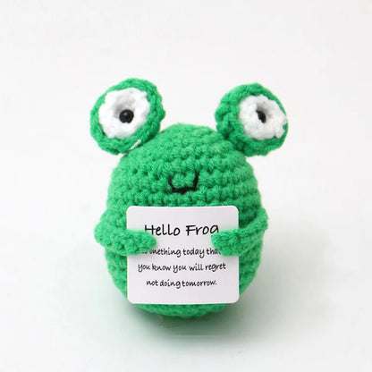 Cute Handwoven Positive Energy Duck Ornaments Handmade Crochet Support Emotional Pickles Cucumber Home Room Decor Christmas Gift