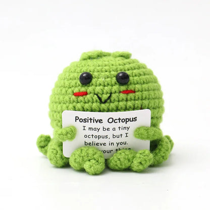 Cute Handwoven Positive Energy Duck Ornaments Handmade Crochet Support Emotional Pickles Cucumber Home Room Decor Christmas Gift