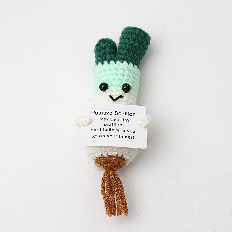 Cute Handwoven Positive Energy Duck Ornaments Handmade Crochet Support Emotional Pickles Cucumber Home Room Decor Christmas Gift