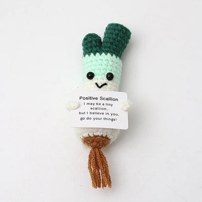 Cute Handwoven Positive Energy Duck Ornaments Handmade Crochet Support Emotional Pickles Cucumber Home Room Decor Christmas Gift