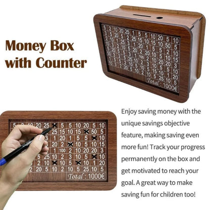 Houten Spaarbox Spaarbank met Spaar Doelen Teller Herbruikbare Handgemaakte Spaarvarken Muntbakje Opslagdoos