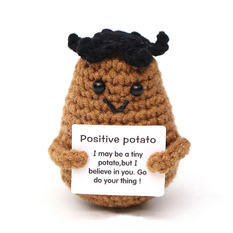 Cute Handwoven Positive Energy Duck Ornaments Handmade Crochet Support Emotional Pickles Cucumber Home Room Decor Christmas Gift
